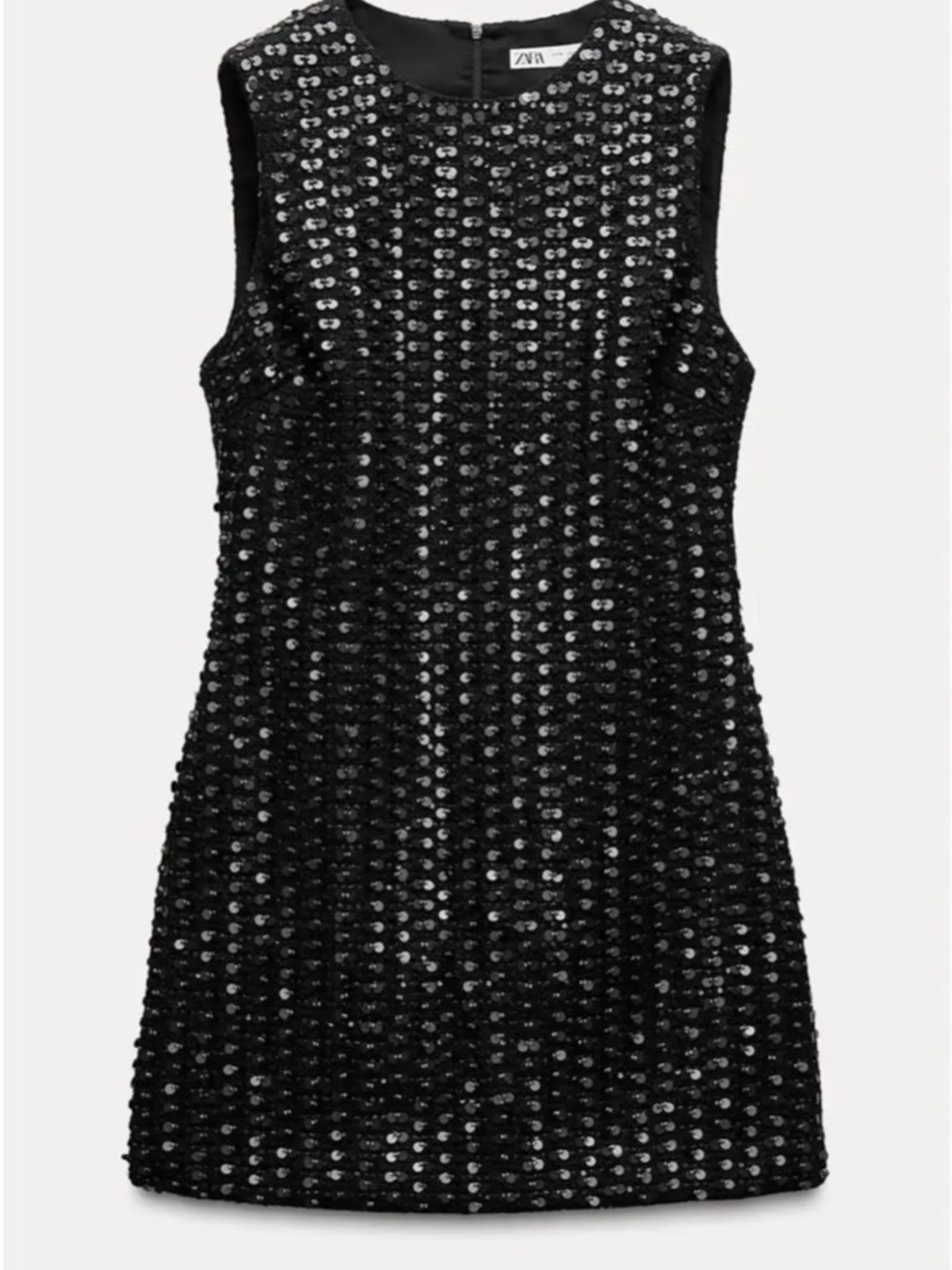 Zara Black Sequined Sleeveless Shift Dress